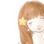Angelinas illustriertes Profilbild mit braunem Haar und einer gelben Blume